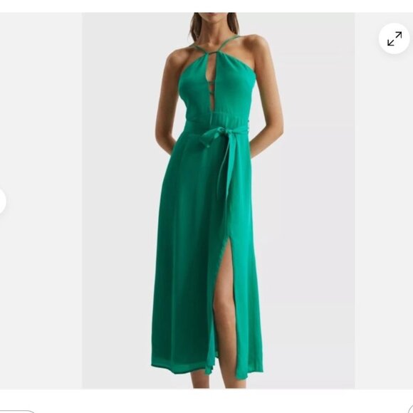 Reiss Dresses & Skirts - Reiss Arianna Halter Neck Belt Midi Dress Green (US 2, New, W/. Belt and Tag)